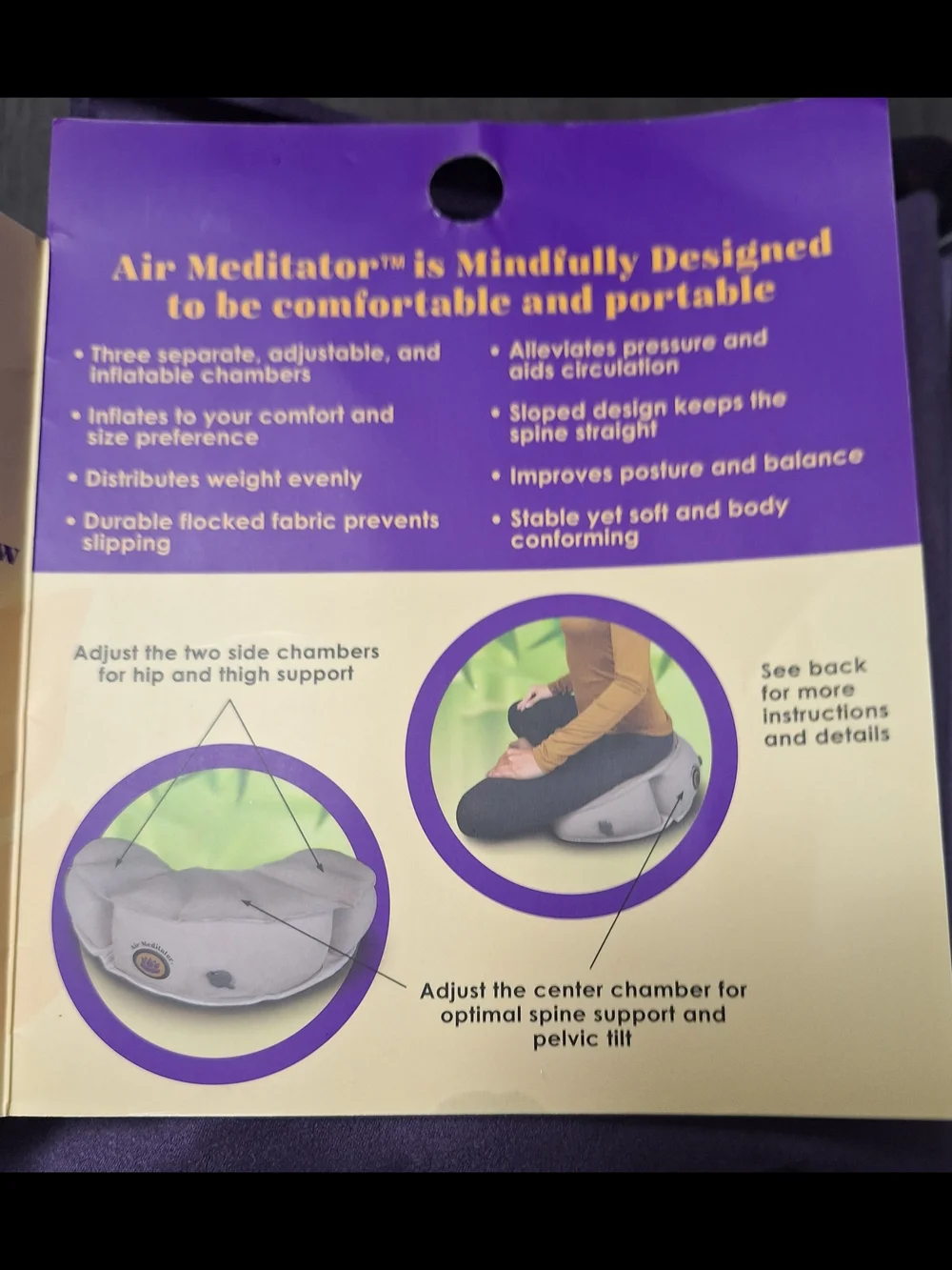 Air Meditator Inflatable Meditation Cushion & Travel Pillow - Purple - Picture 4 of 8